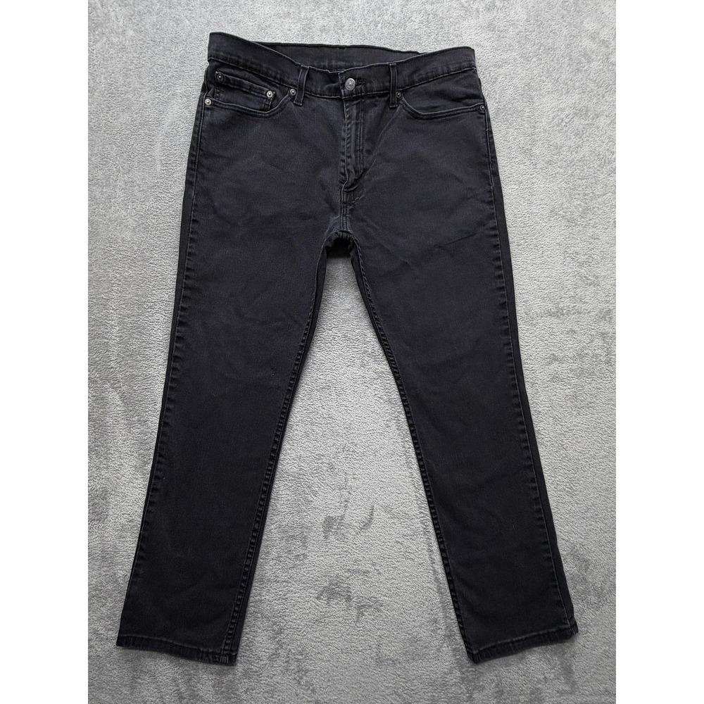 Levis 511 Jeans Mens Measured 36x28 Black Slim Taper Stretch Dark Wash Denim